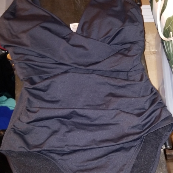 TB Black Pearl Wrap-Front One-Piece Swimsuit - Picture 6 of 6